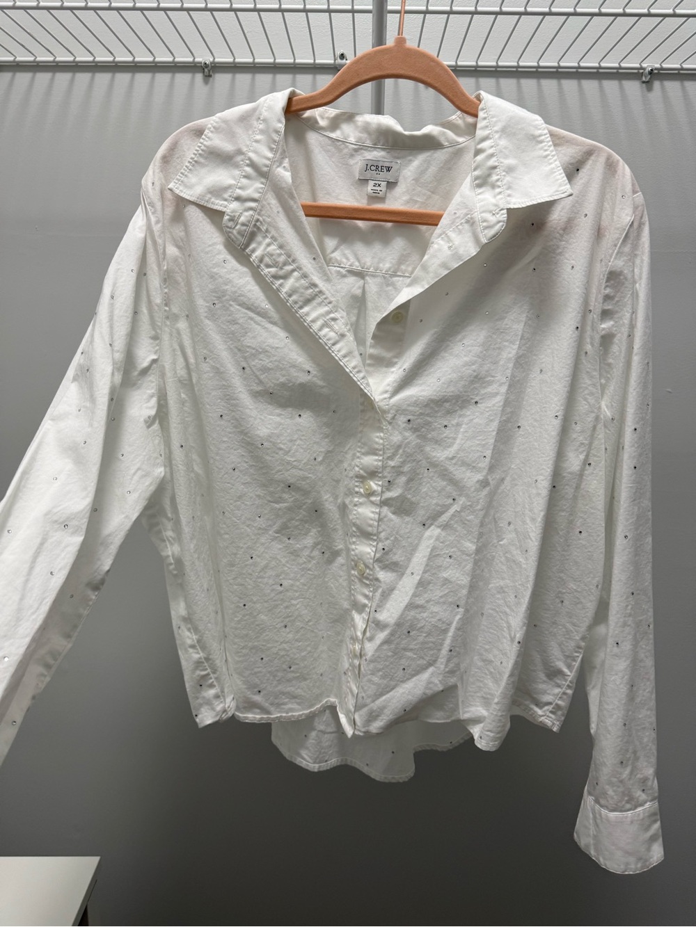 J. Crew White Rhinestone modern button down